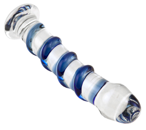 Sapphire Spiral Glass Dildo